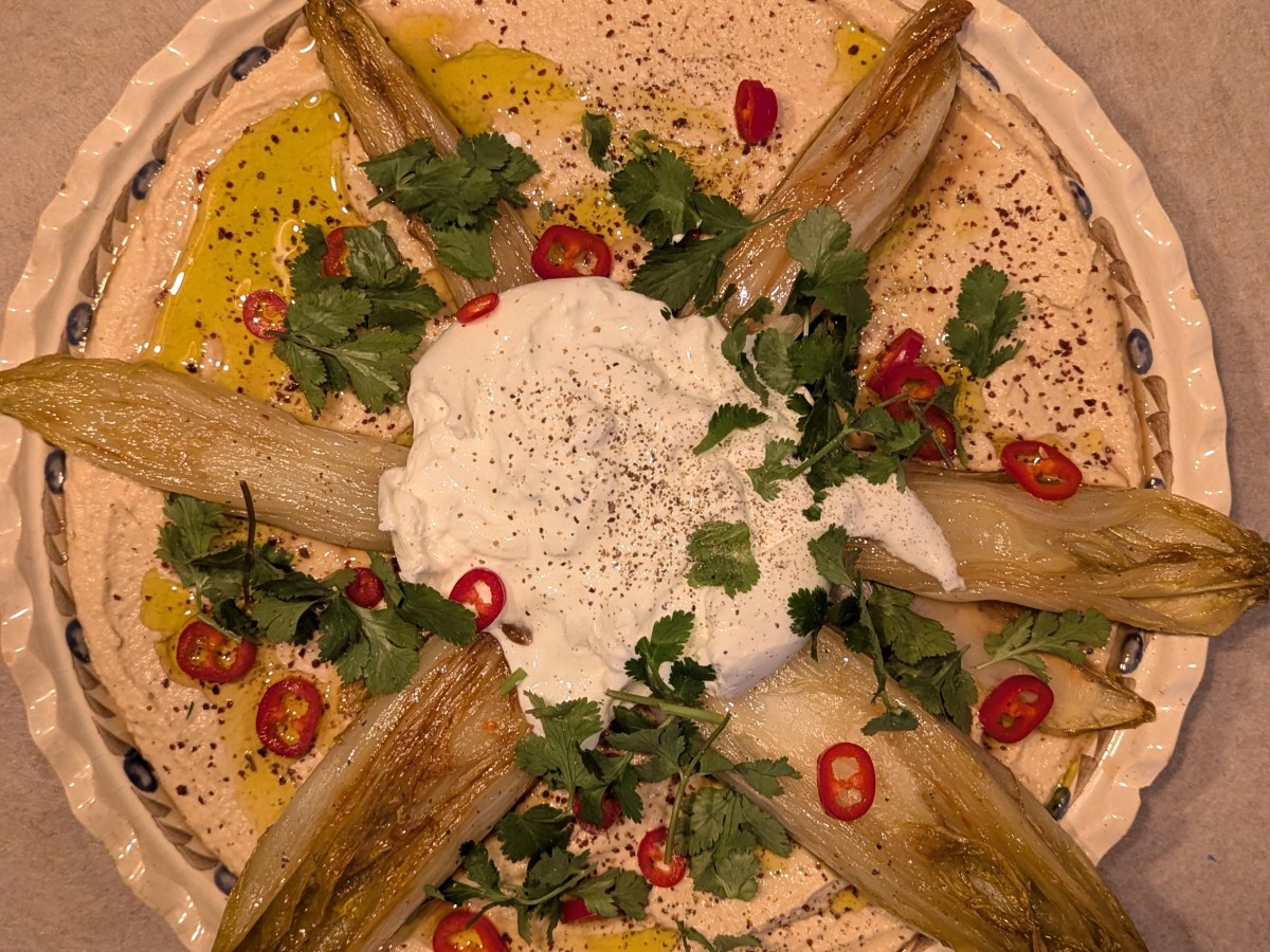 Chicorée mit Burrata und&nbsp;Humus